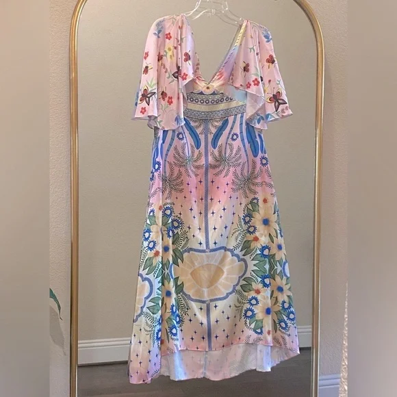 Oceanus Camille Satin Midi Dress Size XXL - Picture 14 of 16